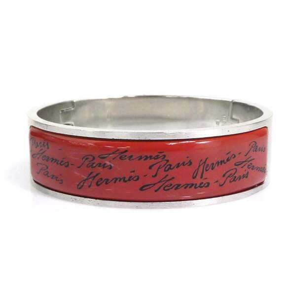 Hermes Hermès Bangle Bracelet Metal/Enamel Silver/Reddish Brown/Black Wome...